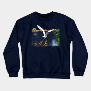 Long Legged Bird over Water Crewneck Sweatshirt